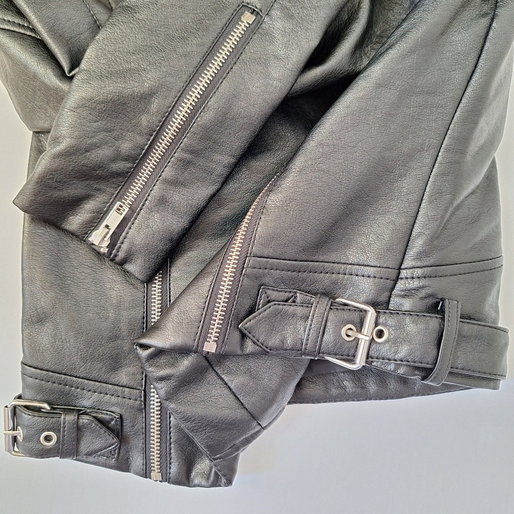 Romeo Juliet Leather Biker Jacket Moto Edgy Black Punk Rock Indie NEW Womens S - Picture 6 of 13